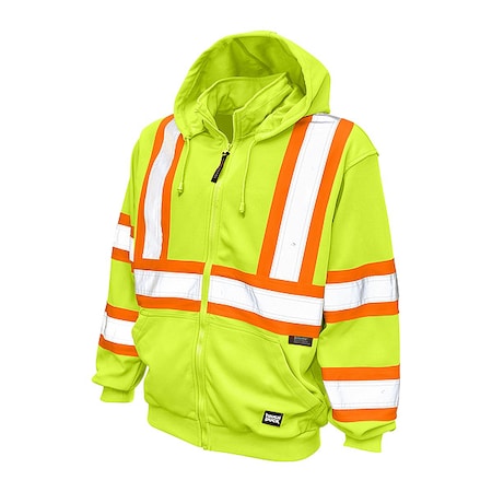 High Visibility Hooded Sweatshirt, 2, R, Polyester, Green/Yellow, M