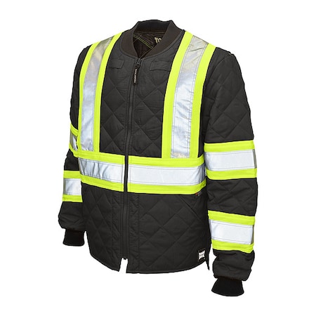 Hi-Vis Quilted Safety Jacket, 100% Polyester, Class 1 Type O, Black, 3XL