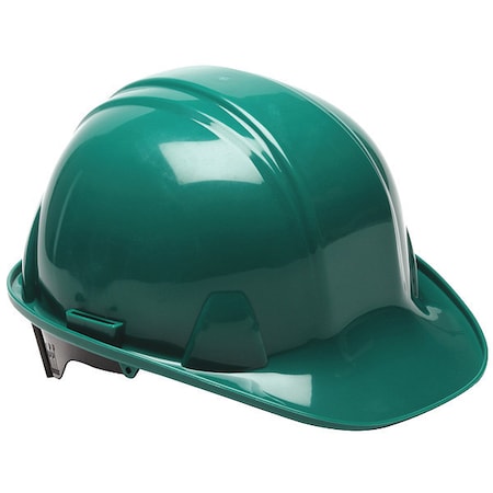Front Brim Hard Hat, SL Series, Polyethylene, Type 1, Class E, Ratchet (4-Point), Side Slots, Green