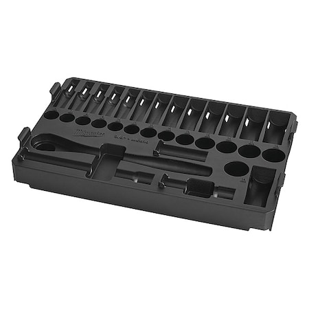32 pc. 3/8 in. Drive Metric Ratchet and Socket Tray for PACKOUT Low-Profile Compact Organizer