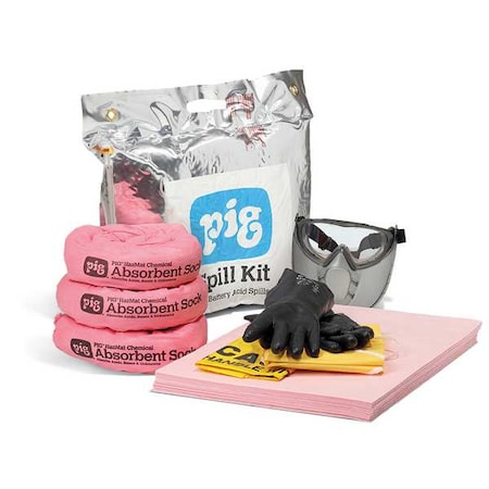 Spill Kit, 5 gal Volume Absorbed per Kit, Not Applicable Capacity, Bag, Silver, 27
