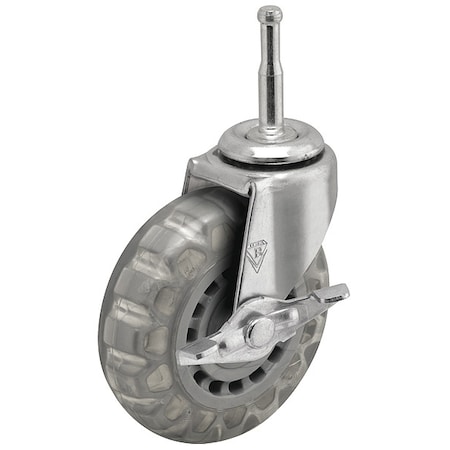 2" X 13/16" Non-Marking Pvc Swivel Caster, Side Brake, Loads Up To 90 lb