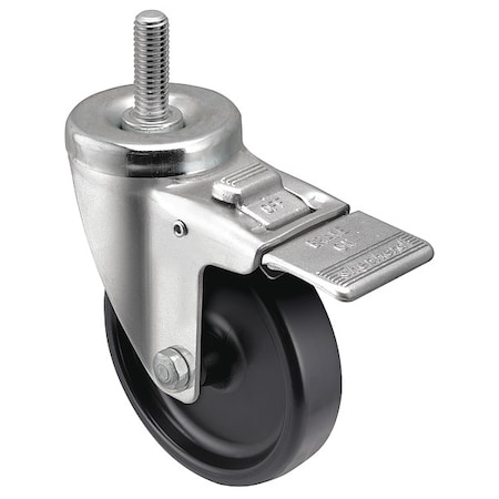 3" X 1-1/4" Non-Marking Polyolefin Swivel Caster, Top Lock Brake, Loads Up To 250 lb