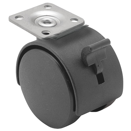 60mm Non-Marking Nylon Swivel Caster, Side Brake, Loads Up To 100 lb