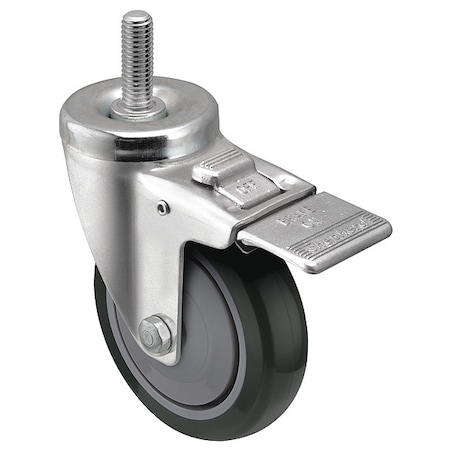 3" X 1-1/4" Non-Marking Polyurethane Swivel Caster, Top Lock Brake, Loads Up To 250 lb