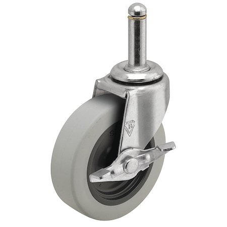 2" X 13/16" Non-Marking Rubber Thermoplastic Swivel Caster, Side Brake, Loads Up To 80 lb