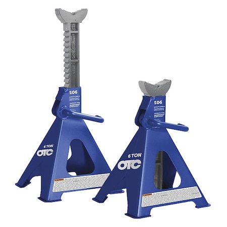 Jack Stand, Ratchet Handle, 6 ton Load Capacity, 23 5/8 in Max Extended H, Square, Steel, 1 Pair