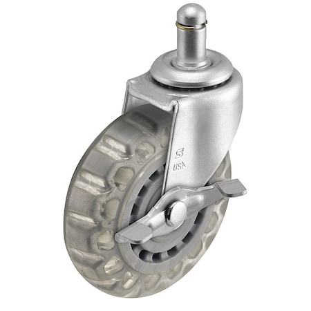3" X 13/16" Non-Marking Pvc Swivel Caster, Side Brake, Loads Up To 120 lb