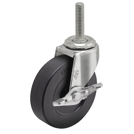 3" X 13/16" Non-Marking Rubber Soft Swivel Caster, Side Brake, Loads Up To 110 lb