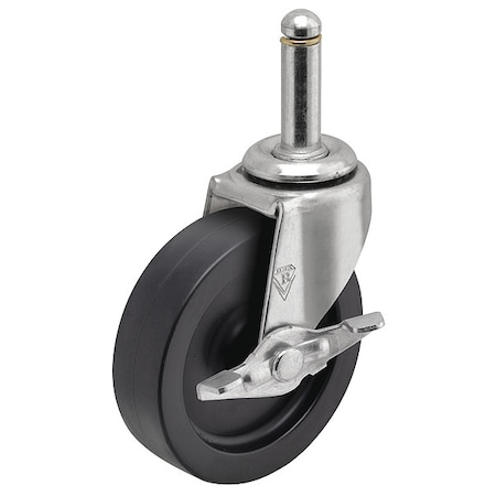 3" X 13/16" Non-Marking Polyolefin Swivel Caster, Side Brake, Loads Up To 120 lb