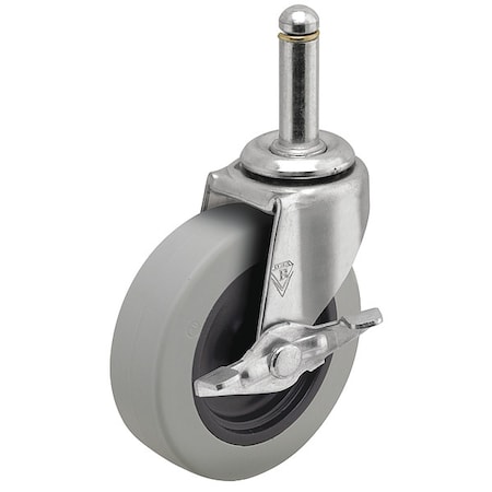 3" X 13/16" Non-Marking Polyurethane Swivel Caster, Side Brake, Loads Up To 120 lb