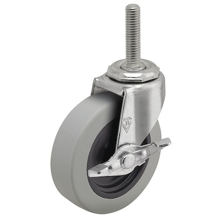3" X 13/16" Non-Marking Polyurethane Swivel Caster, Side Brake, Loads Up To 120 lb