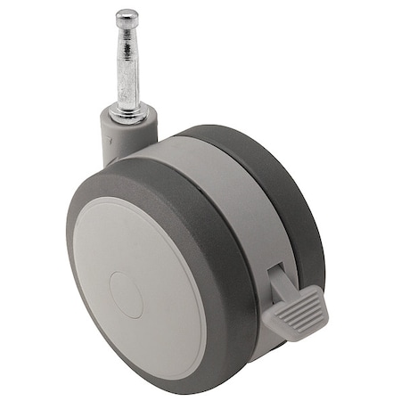 60mm Non-Marking Thermoplastic Elastomer Swivel Caster, Side Brake, Loads Up To 100 lb