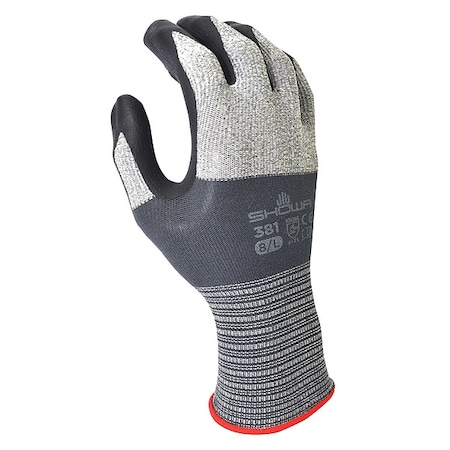 Coated Gloves, Nitrile, Smooth, Palm and Fingers, Not Rated Abrasion Level, Black/Gray, XL (9) 1 PR