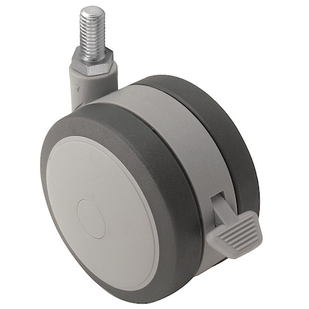 75mm Non-Marking Thermoplastic Elastomer Swivel Caster, Side Brake, Loads Up To 165 lb