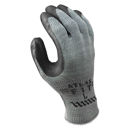 Latex Coated Gloves, Latex, Rough, Palm and Fingers, Not Rated Abrasion Level, Black/Gray, 8 1 PR