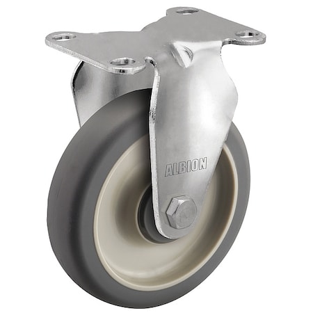 4" X 1-1/4" Non-Marking Rubber Soft Round Rigid Caster, No Brake, Loads Up To 250 lb