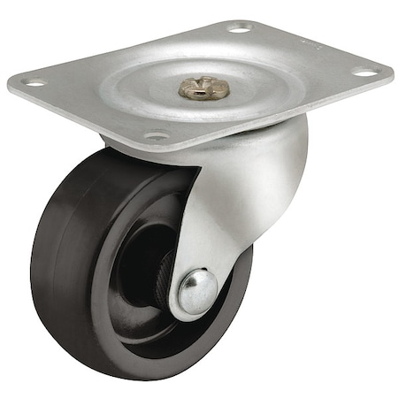 2" X 13/16" Non-Marking Polyolefin Rigid Caster, No Brake, Loads Up To 125 lb