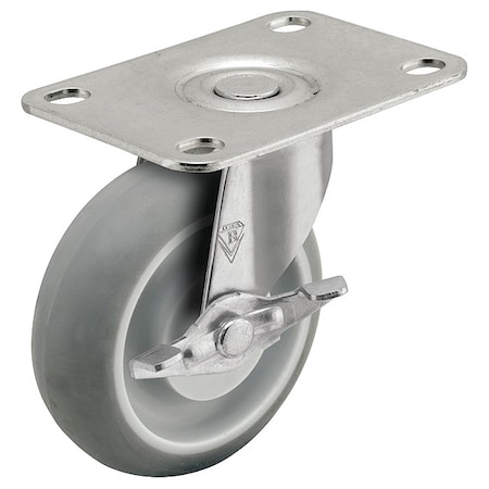 5" X 15/16" Non-Marking Monotech (Donut) Swivel Caster, Tread Lock Brake, Loads Up To 160 lb