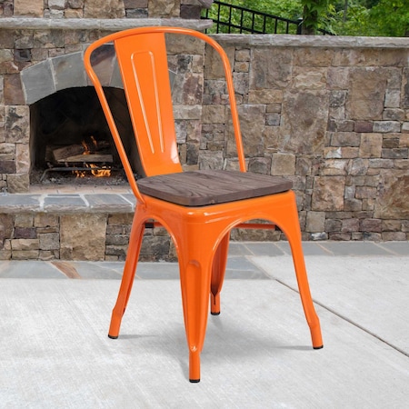 Metal Stack Chair,Orange