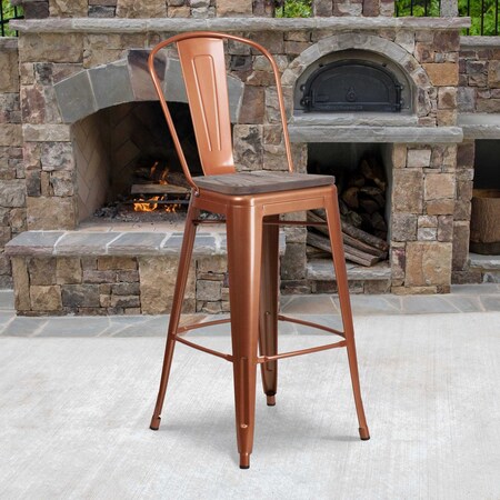 Metal Bar Stool,30",Copper