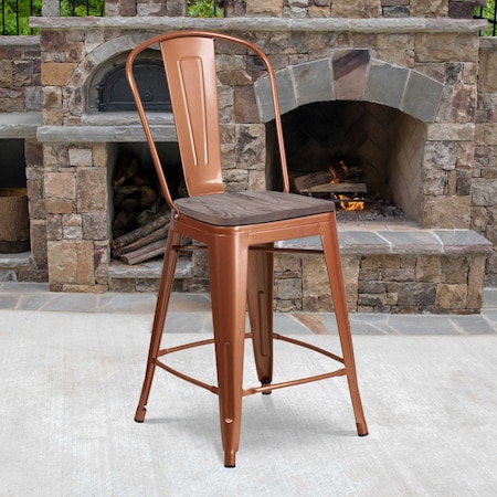 Metal Counter Stool,24",Copper