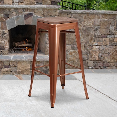 No Back Metal Stool,30",Copper