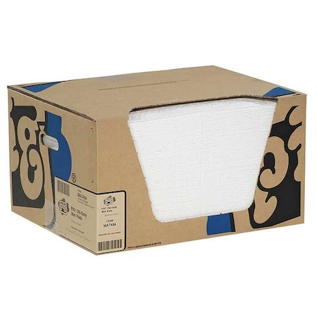 Sorbent Pad, 17 gal, 15 in x 20 in, Oil, White, 100 PK