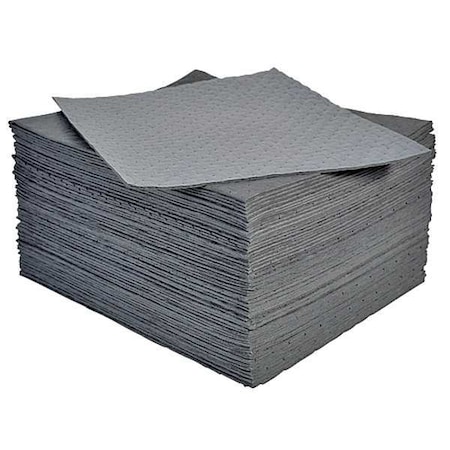 Sorbent Pad, 11 gal, 15 1/2 in x 20 in, Universal, Gray, Polypropylene