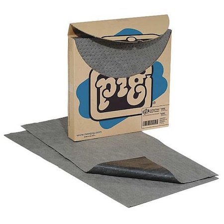 Sorbent Pad, 6 gal, 23 in x 48 in, Universal, Gray, Polypropylene