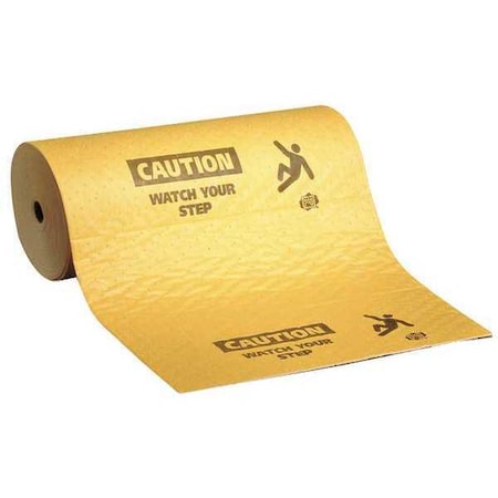 Sorbent Roll, 13 gal, 24 in x 75 ft, Universal, Yellow, Polypropylene