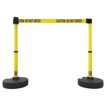 Belt Barrier System, Black, 15 ft Length, 22 in to 42 in Adjustable Post Height, No Legend