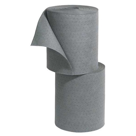 Sorbent Roll, Universal, 23 gal Vol Absorbed per Pkg, 16 1/2 in x 150 ft, Gray, 2 PK