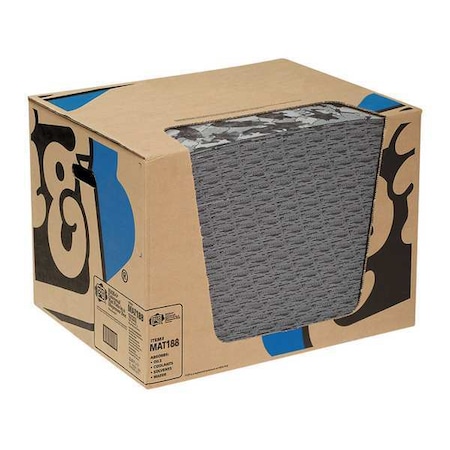 Sorbent Pad, 26 gal, 16 in x 20 in, Universal, Gray, Polypropylene