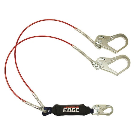 Shock Absorbing Lanyard, 6 ft. Length, Snap Hook, Steel, 2 Leg(s), 310 lb. Weight Capacity