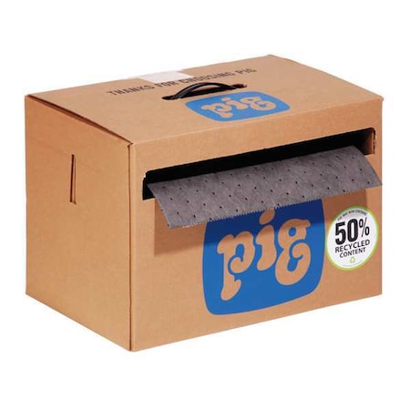 Sorbent Roll, 8 gal, 15 in x 75 ft, Universal, Gray, Polypropylene