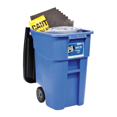 Spill Kit, 37 gal Volume Absorbed per Kit, 50 gal Capacity, Can, Blue, 92