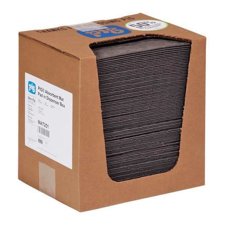 Sorbent Pad, 10 gal, 10 in x 13 in, Universal, Gray, Polypropylene