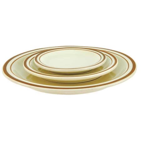 Plate, 7-1/2", Ceramic Brown Speckled with Brown Band PK36