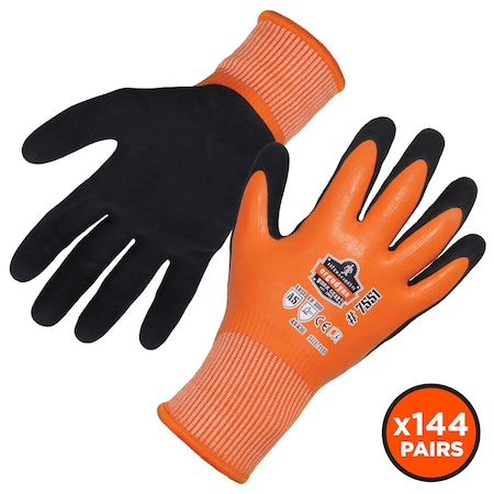 Orange Coated Waterproof Winter Work Gloves, L, A5, PK144
