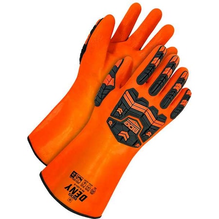 DENY(R) 99-1-504 Chemical Resistant Gloves, PVC, 14 3/4 in L, Not Applicable, Black, Orange, 9