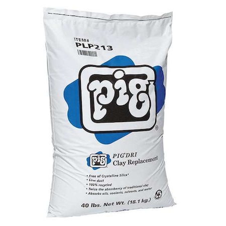 Granular Sorbent, 5 gal Absorbed per Package, 40 lb Bag, 60% Cellulose 40% Kaolin, Not Scented