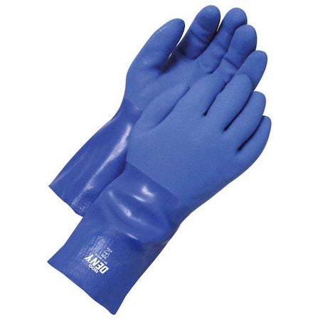 DENY(R) Chemical Resistant Gloves, PVC, 12 in L, 65 mil, Blue, XL, 1 PR