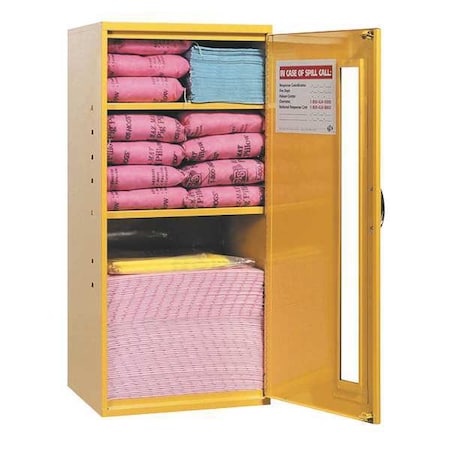 Spill Kit, 10 gal Volume Absorbed per Kit, Not Applicable Capacity, Wall Cabinet, Yellow, 142
