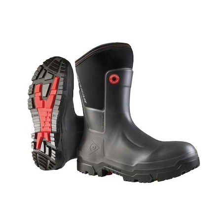 Unisex Craftsman Mid Rubber Boot, Plain Toe, Black, Men's 6, Women's 8