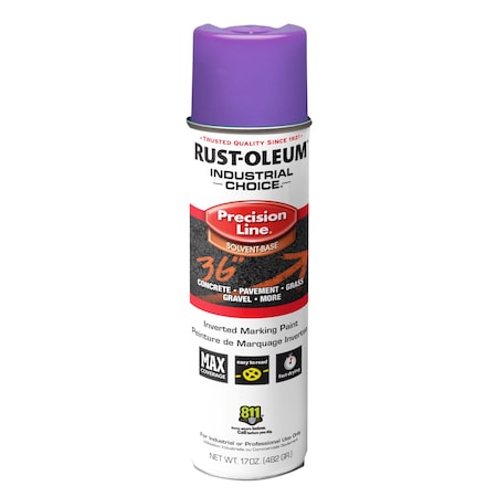 Precision Line Marking Paint, Inverted, Fluorescent Purple, 17 oz