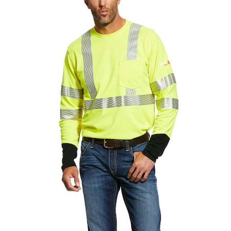 Men's FR Hi-Vis Longsleeve Tee, 16.4 cal/sq cm, M, Pique