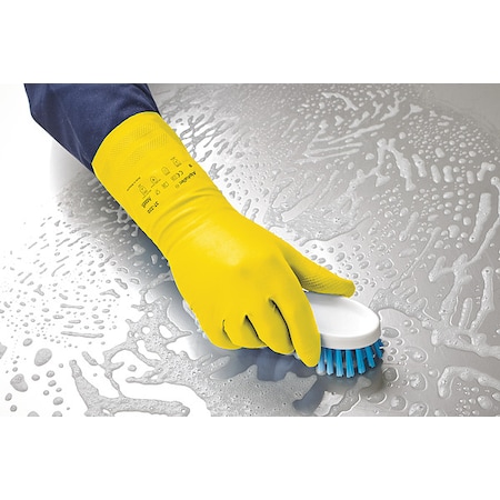 AlphaTec(R) 37-320 Chemical Resistant Gloves, Nitrile, 310 mm L, 0.2 mm, Yellow, 8, 1 PR