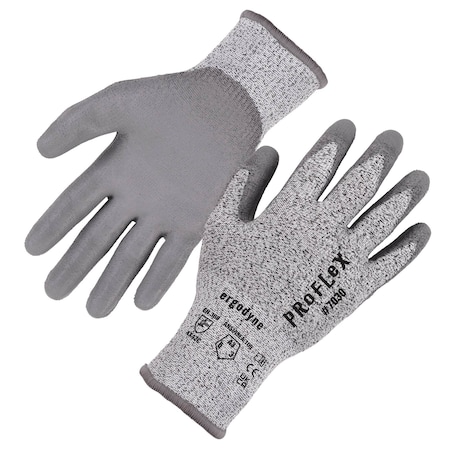 ANSI A3 PU Coated CR Gloves, Gray, Size M, PR