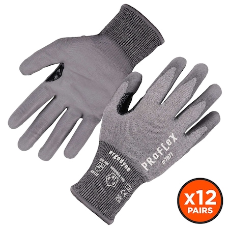 ANSI A7 PU Coated CR Gloves 12-Pair, Gray, Size L